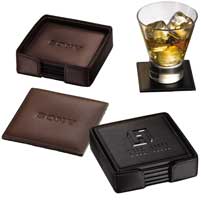 Recycled Square Leather Coaster Set