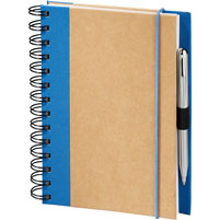 recycled twin wire journal with royal blue cloth accents